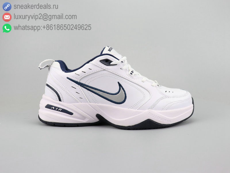 NIKE AIR MONARCH IV WHITE NAVY LEATHER UNISEX RUNNING SHOES